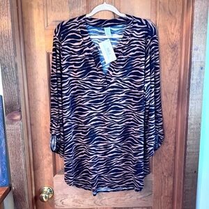 ☀️ ☀️ Boutique Brand 3/4” Zebra Print Lizzie Blouse - Size 3X NWT